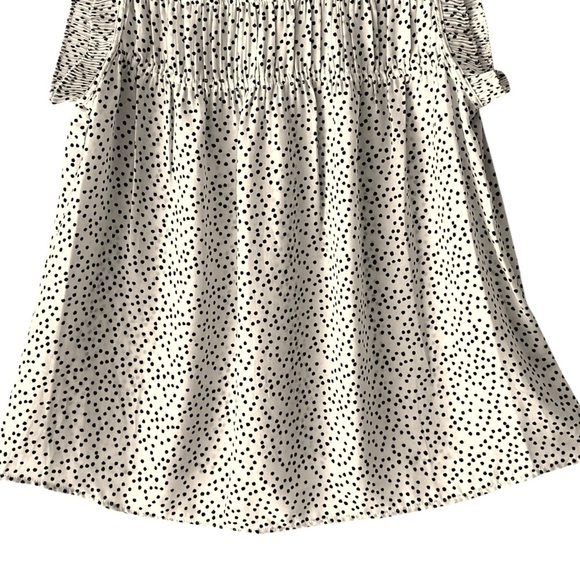 MAX STUDIO | NWOT BLACK & OFF WHITE POLKA DOT PLEATED SLEEVELESS TOP | SMALL - Picture 4 of 7